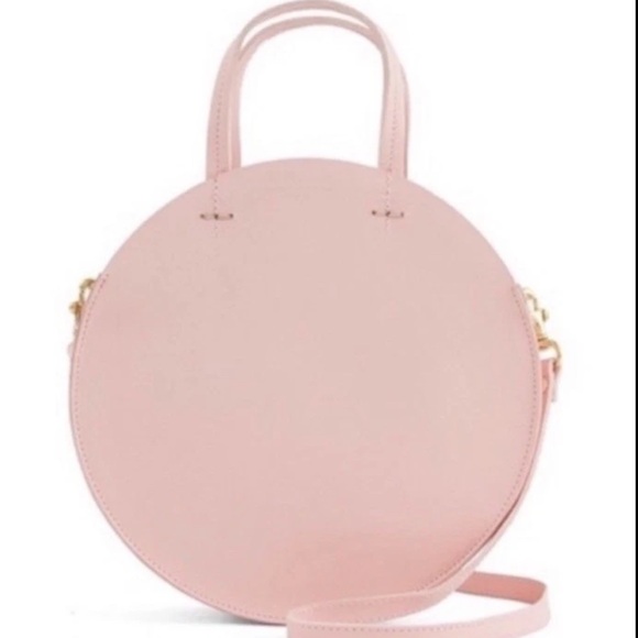 Clare V. Handbags - Clare V. Alistair Pink Leather Round Removable Crossbody Gold Zip 9.5” Circle